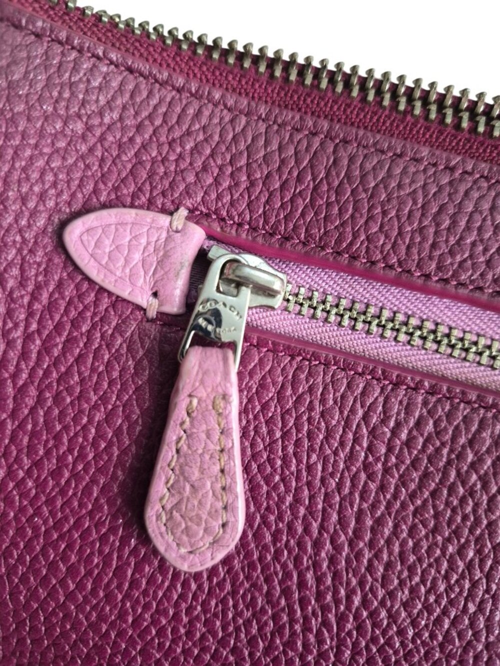 COACH Nolita Wristlet 24 in Purple Pink Colorblock Leather Purse Small Satchel - Picture 8 of 16